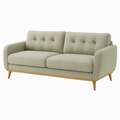 Canapé 2 places 160 x 85 x 85 cm en tissu vert avec pieds en bois style scandinave