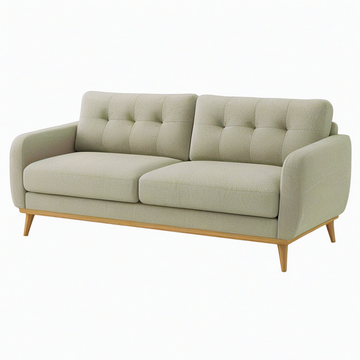 Canapé 2 places 160 x 85 x 85 cm en tissu vert avec pieds en bois style scandinave