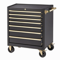 Servante d'atelier 77 x 46 x 97 cm en acier noir et doré à 8 tiroirs mobile verrouillable