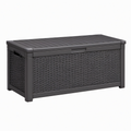 Coffre de rangement extérieur 120 x 56 x 63 cm en polypropylène anthracite tressé avec couvercle