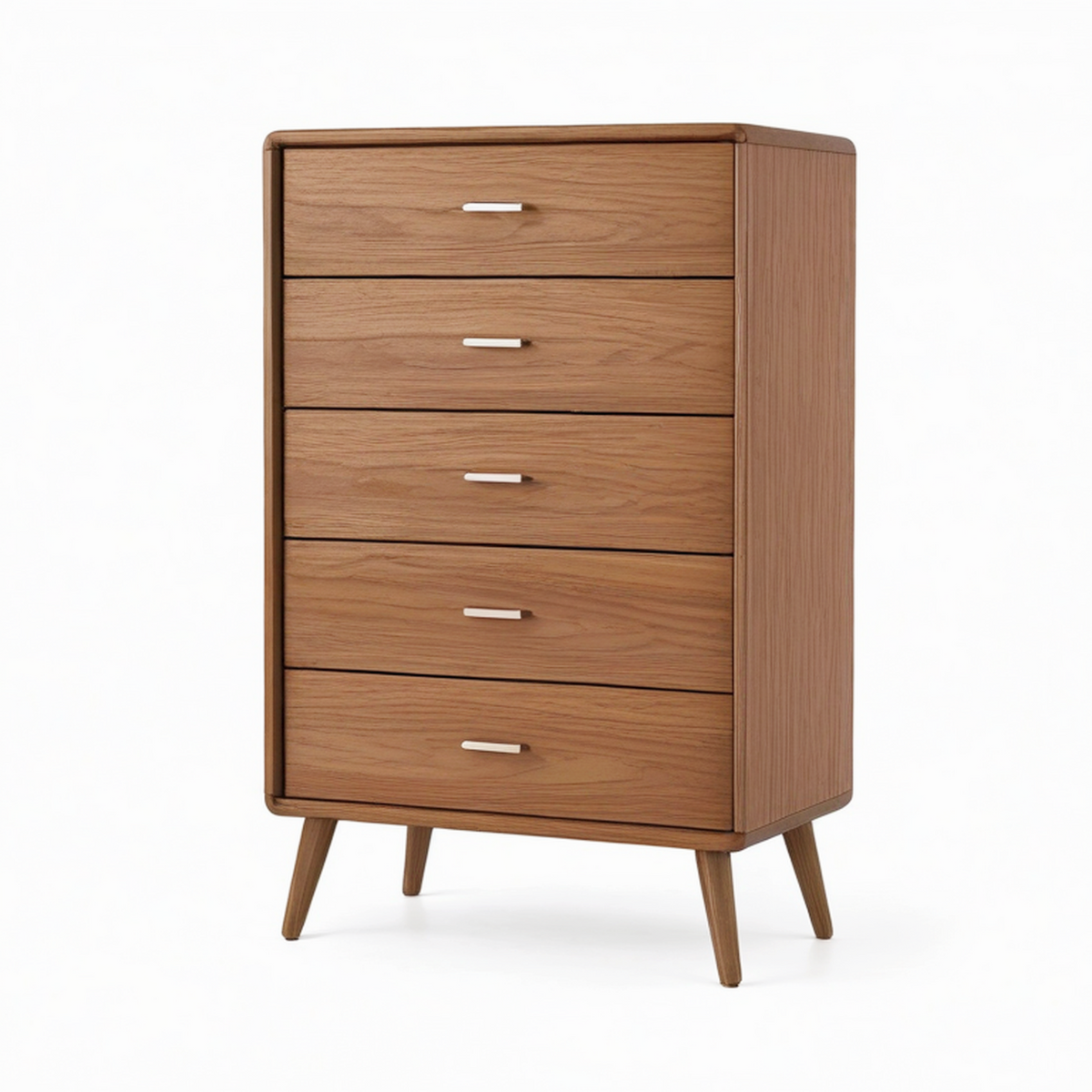 Commode 80 x 45 x 120 cm en bois marron à 5 tiroirs style rétro